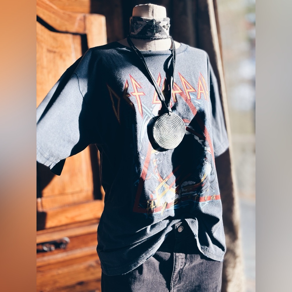 Def Leppard Graphic Tee - EPIC Brand - Distressed Faded Denim Blue - Small